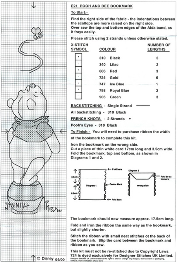 Schema punto croce Segnalibro Winnie