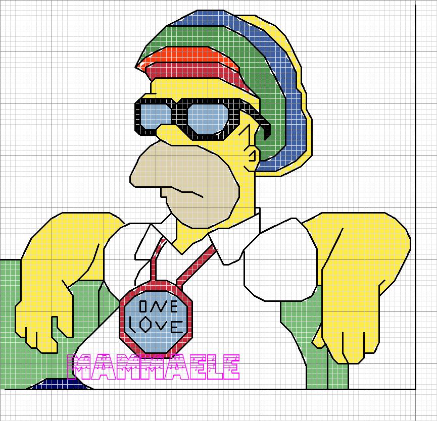 Schema punto croce Simpson Mammaele