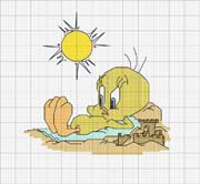 Schema punto a croce Titti al mare