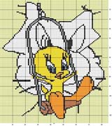 Schema punto a croce Titti sull'altalena