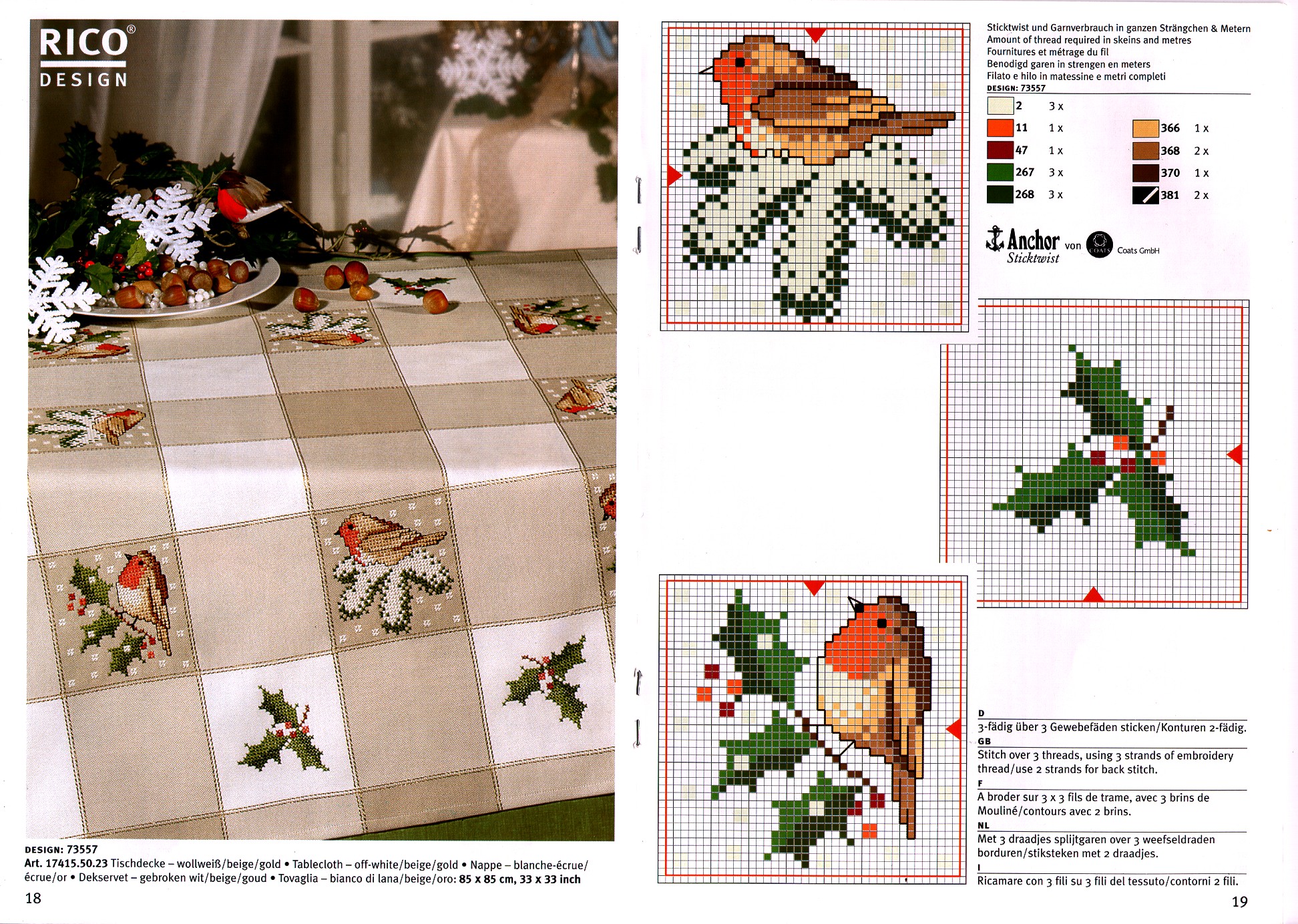 Schema punto croce Tovaglia 173