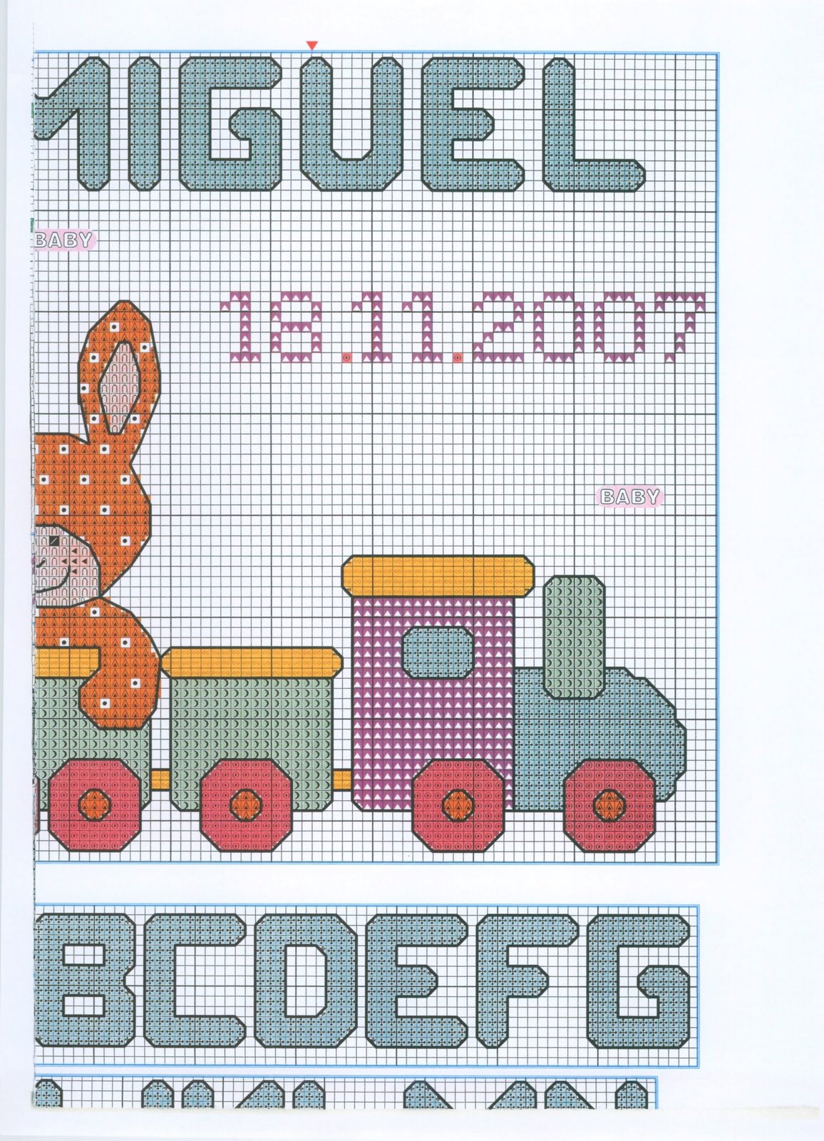 Schema punto croce Trenino Alfabeto 1