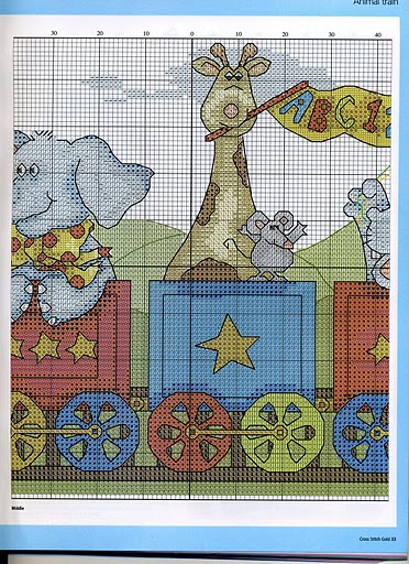 Schema punto croce Trenino Animali 3