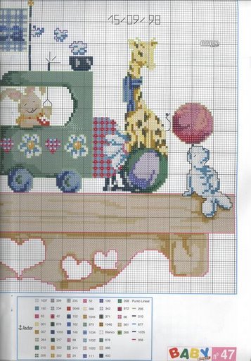 Schema punto croce Trenino Clown Animali 1