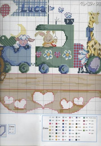 Schema punto croce Trenino Clown Animali 2