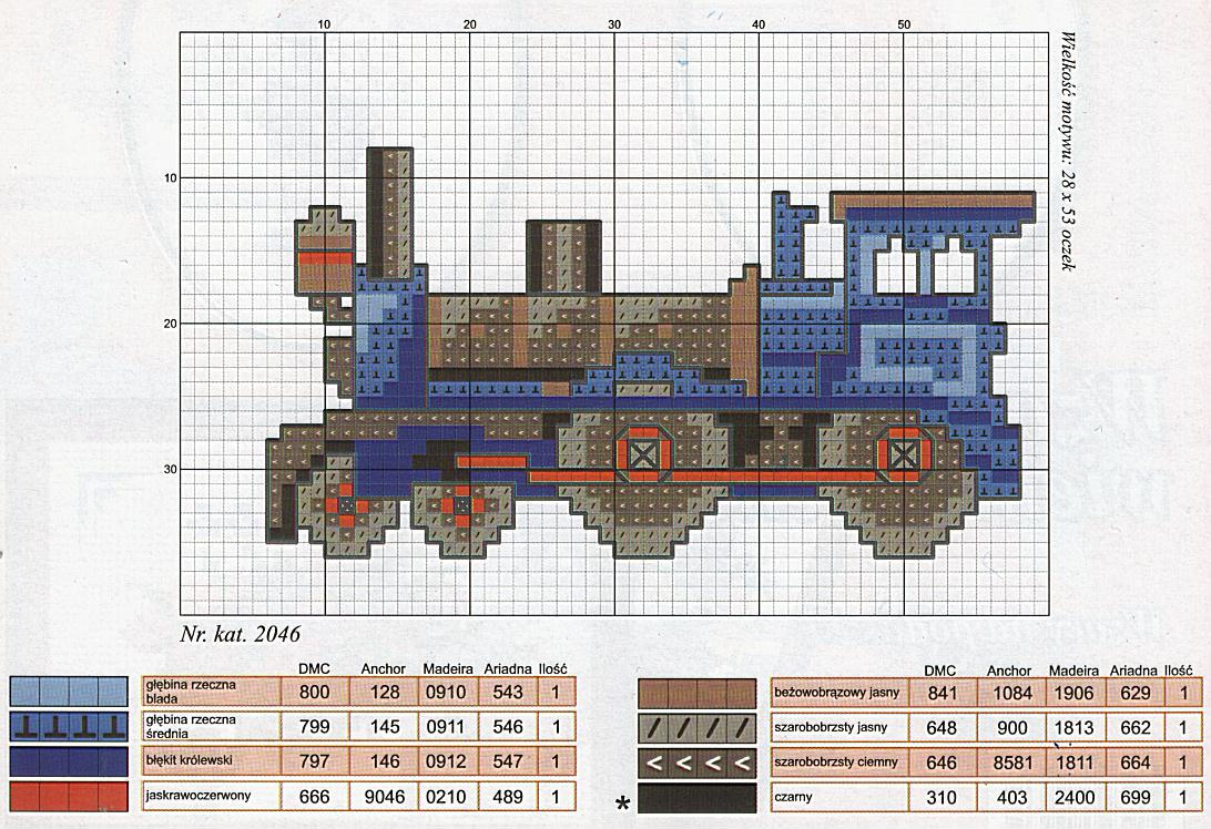 Schema punto croce Trenino Grigioblu