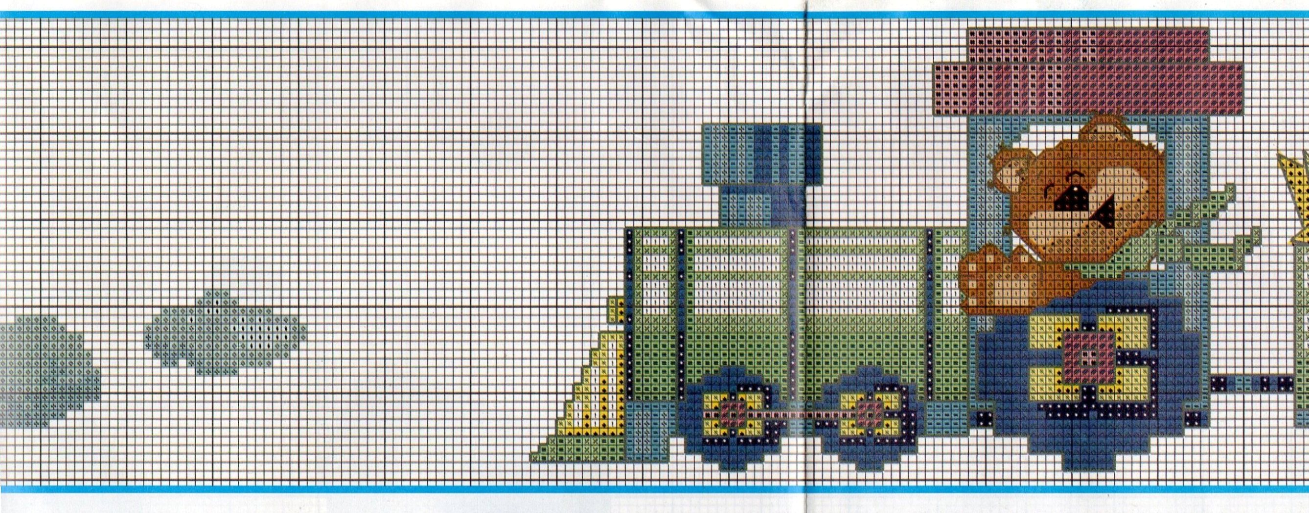 Schema punto croce Trenino Luna Stelle 1