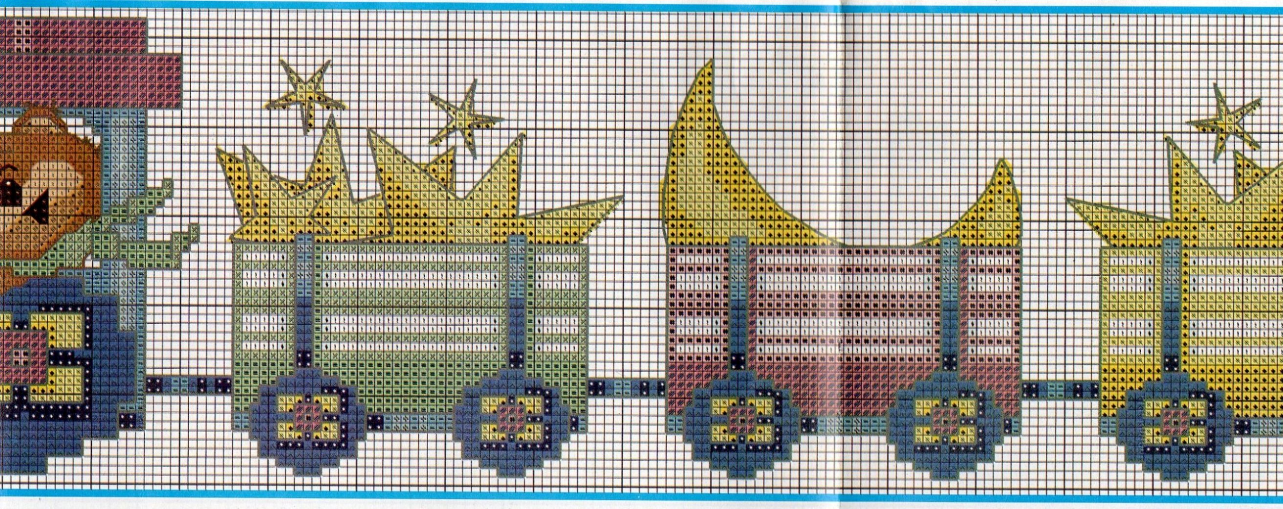 Schema punto croce Trenino Luna Stelle 2