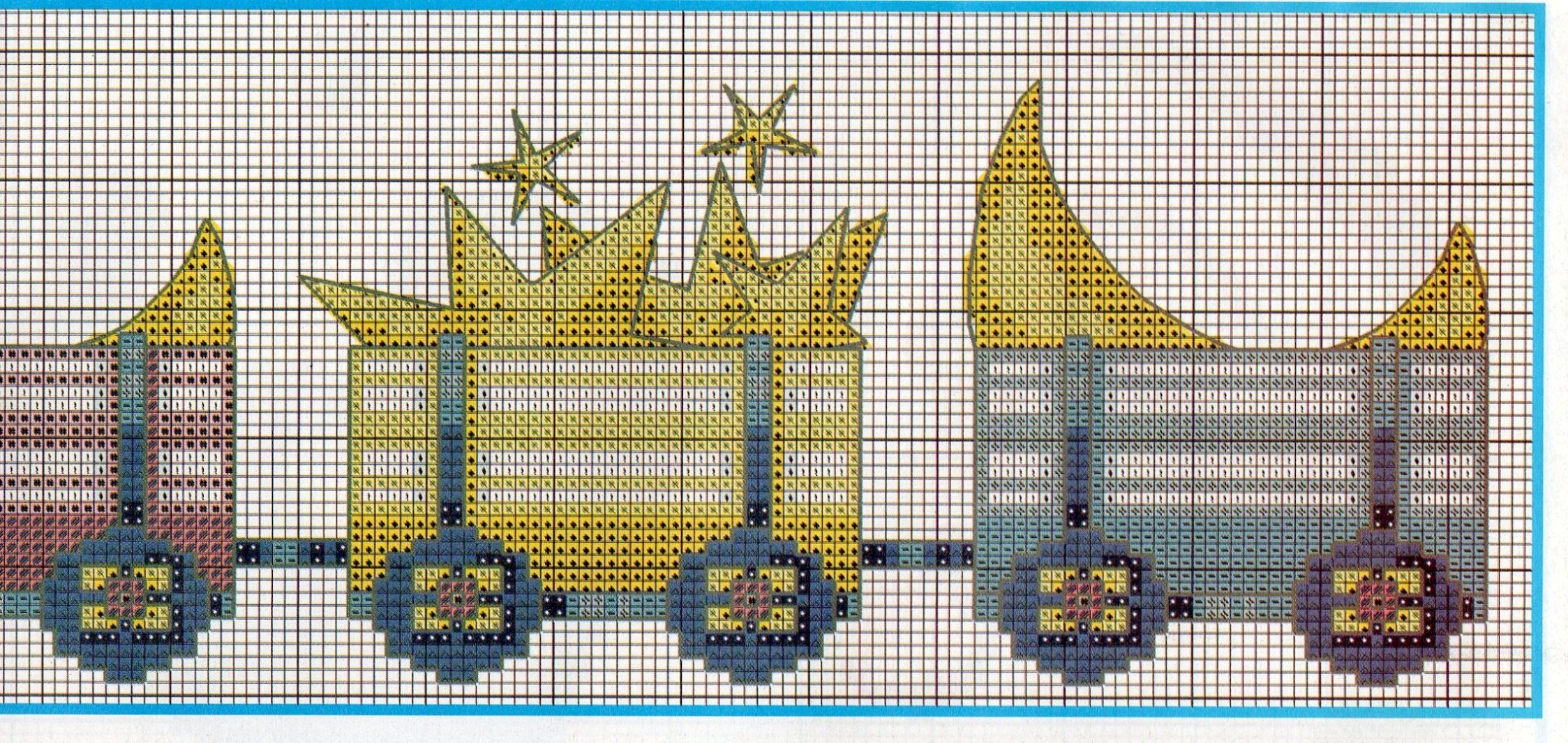 Schema punto croce Trenino Luna Stelle 3