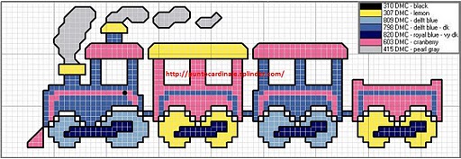 Schema punto croce Trenino Rosa Blu 1