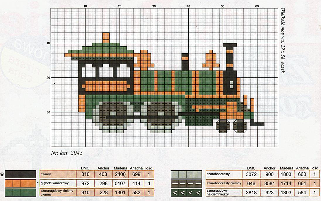Schema punto croce Trenino Verde