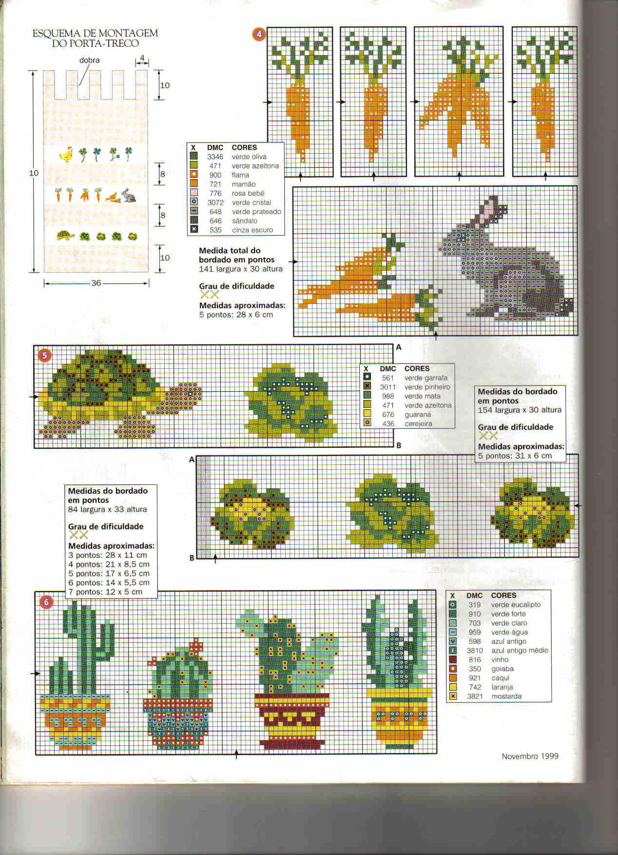 Schema punto croce Carote Cavolo Cactus